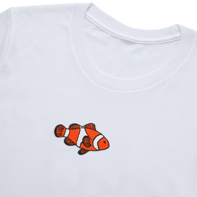 Bobby's Planet Kids Embroidered Clownfish T-Shirt from Seven Seas Fish Animals Collection in White Color#color_white