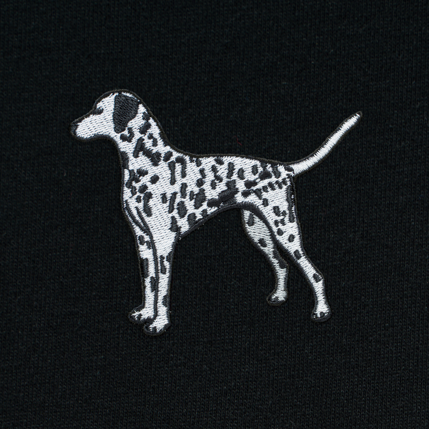 Bobby's Planet Men's Embroidered Dalmatian T-Shirt from Paws Dog Cat Animals Collection in Black Color#color_black