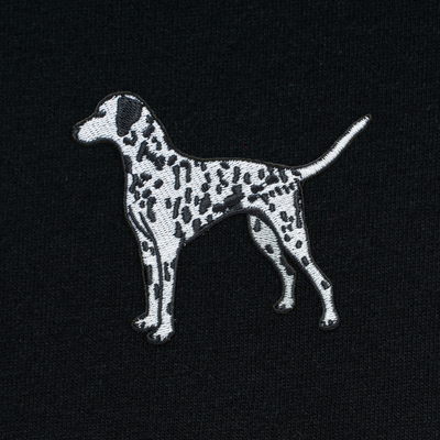 Bobby's Planet Women's Embroidered Dalmatian T-Shirt from Paws Dog Cat Animals Collection in Black Color#color_black