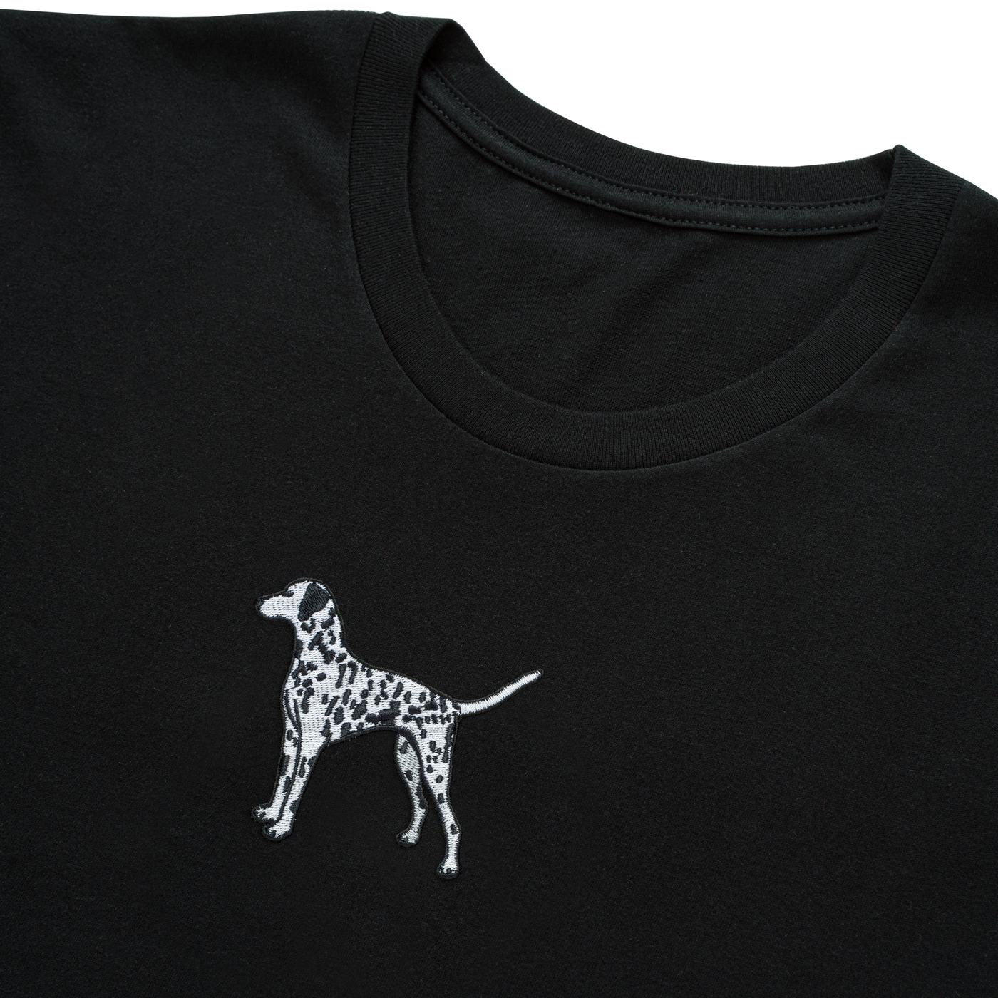 Bobby's Planet Kids Embroidered Dalmatian T-Shirt from Paws Dog Cat Animals Collection in Black Color#color_black