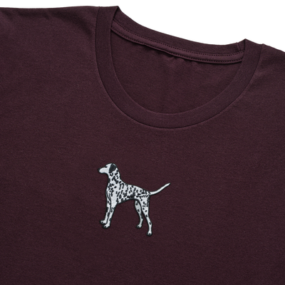 Bobby's Planet Men's Embroidered Dalmatian T-Shirt from Paws Dog Cat Animals Collection in Oxblood Color#color_oxblood