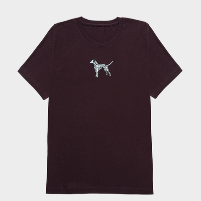 Bobby's Planet Men's Embroidered Dalmatian T-Shirt from Paws Dog Cat Animals Collection in Oxblood Color#color_oxblood