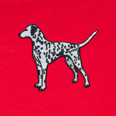 Bobby's Planet Kids Embroidered Dalmatian T-Shirt from Paws Dog Cat Animals Collection in Red Color#color_red