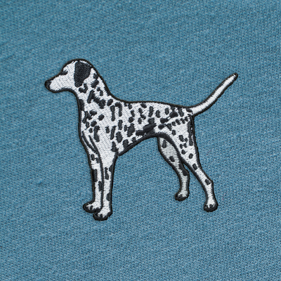 Bobby's Planet Men's Embroidered Dalmatian T-Shirt from Paws Dog Cat Animals Collection in Steel Blue Color#color_steel-blue