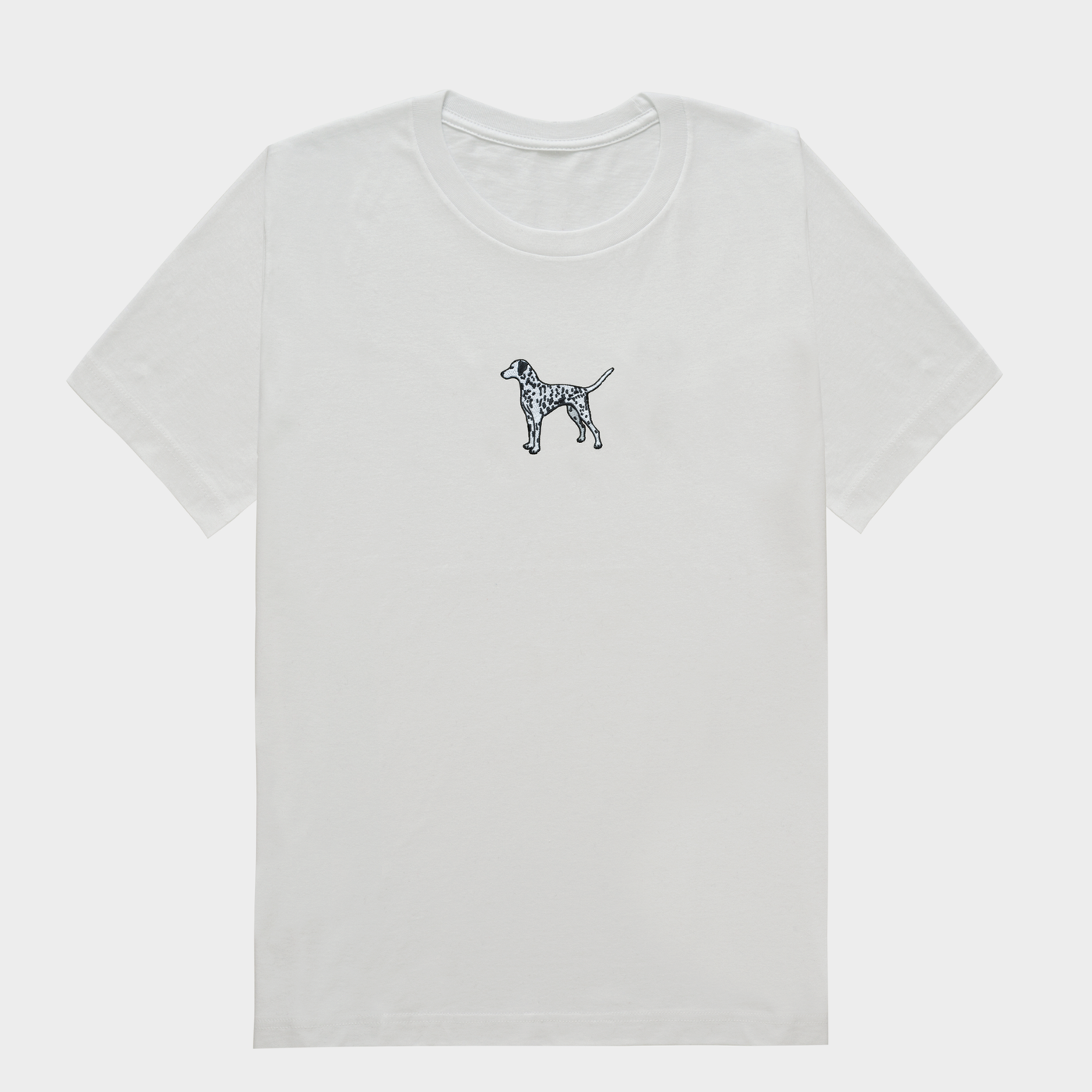 Bobby's Planet Women's Embroidered Dalmatian T-Shirt from Paws Dog Cat Animals Collection in White Color#color_white