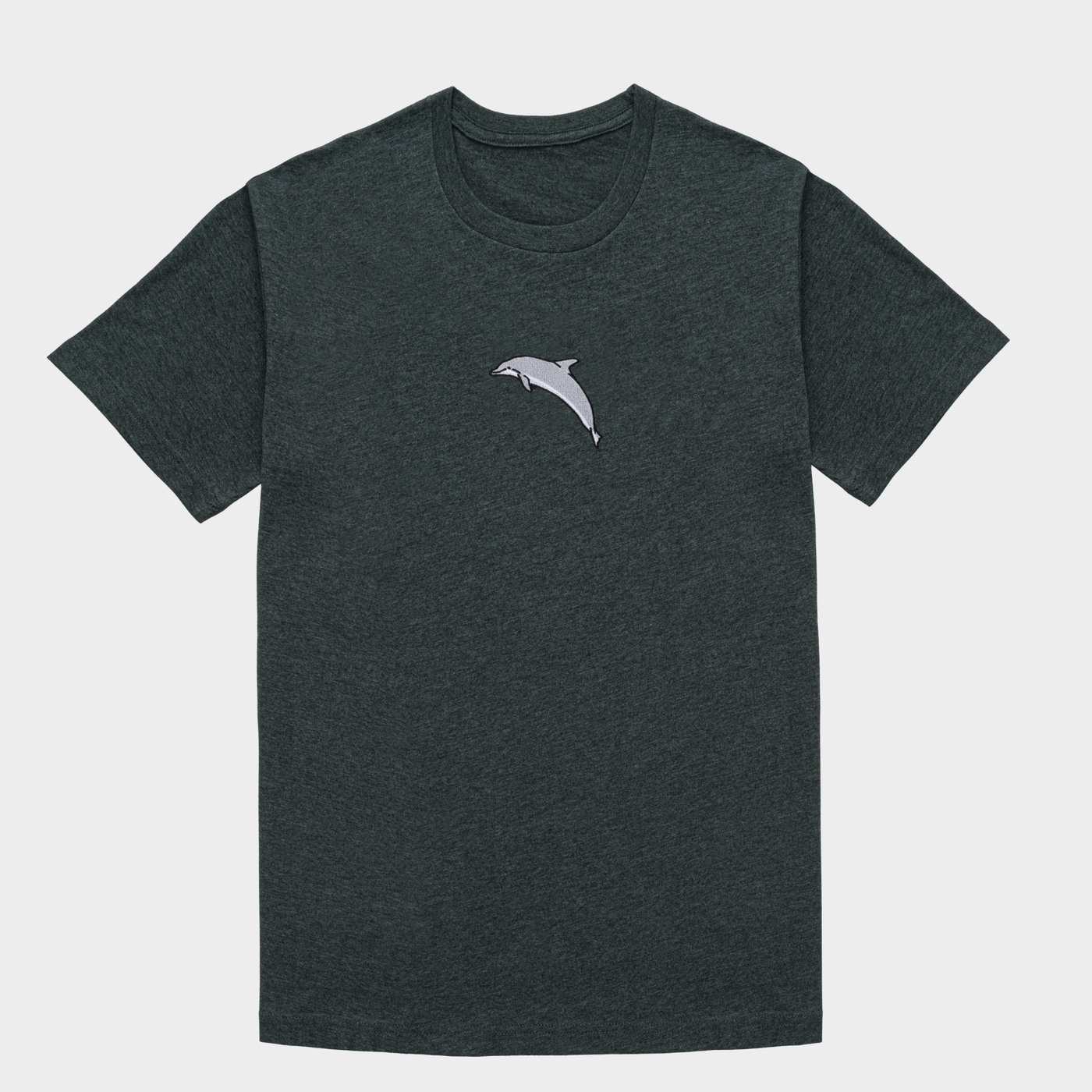 Bobby's Planet Men's Embroidered Dolphin T-Shirt from Seven Seas Fish Animals Collection in Dark Grey Heather Color#color_dark-grey-heather
