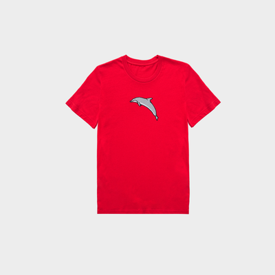 Bobby's Planet Kids Embroidered Dolphin T-Shirt from Seven Seas Fish Animals Collection in Red Color#color_red