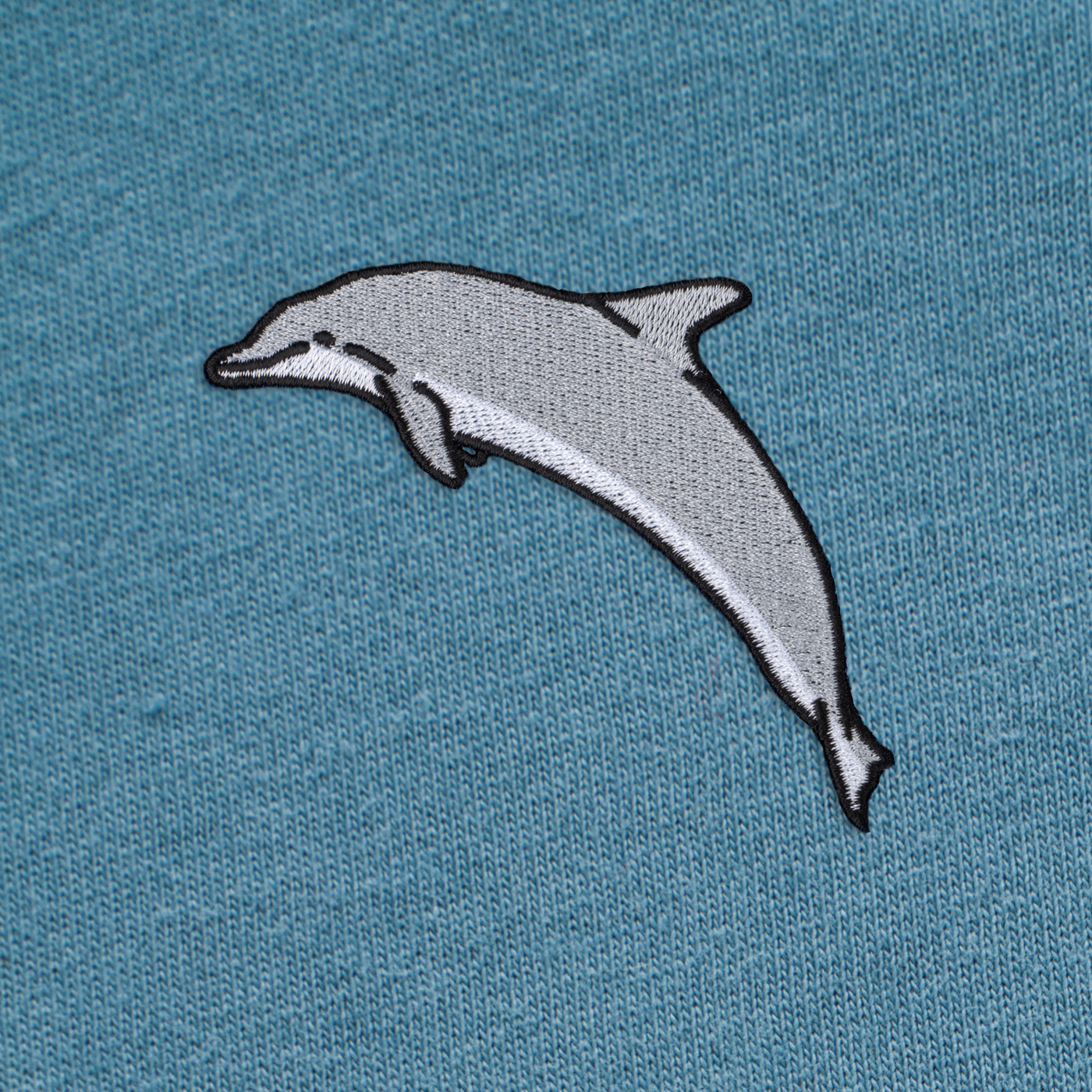 Bobby's Planet Men's Embroidered Dolphin T-Shirt from Seven Seas Fish Animals Collection in Steel Blue Color#color_steel-blue