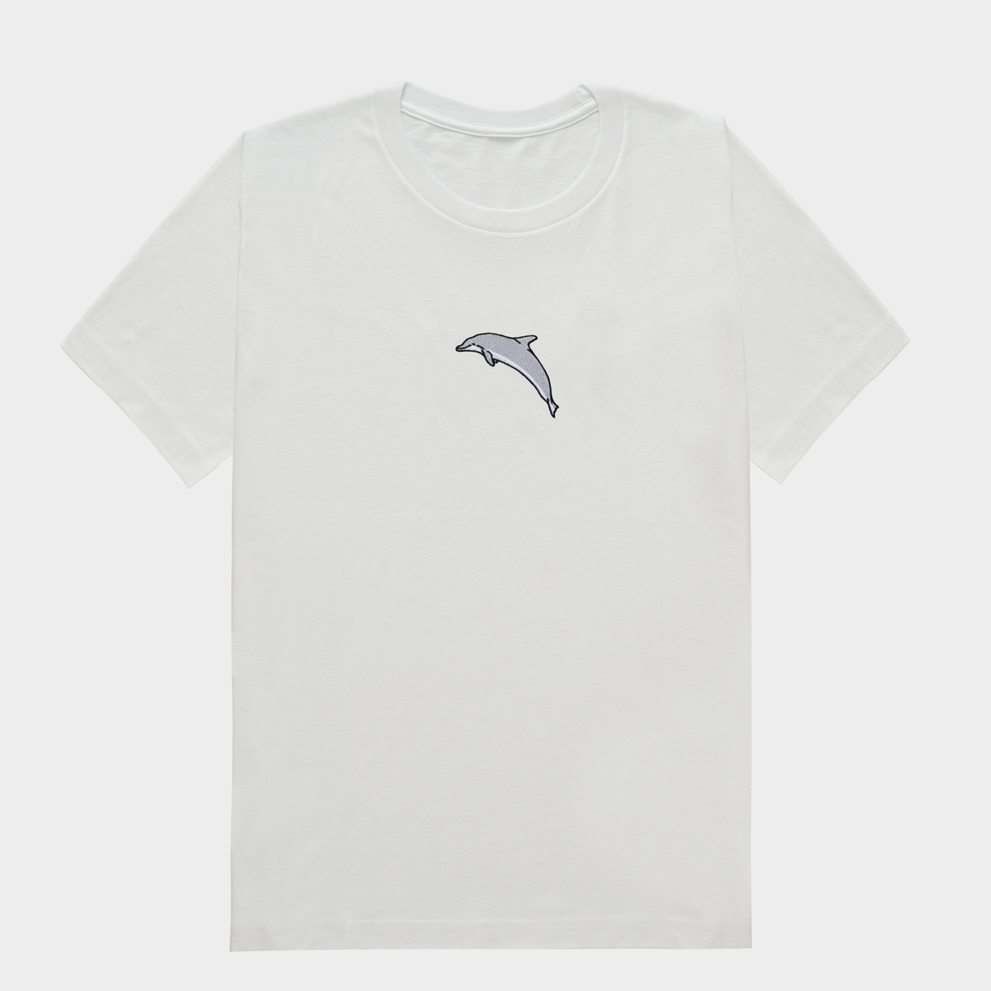 Bobby's Planet Men's Embroidered Dolphin T-Shirt from Seven Seas Fish Animals Collection in White Color#color_white