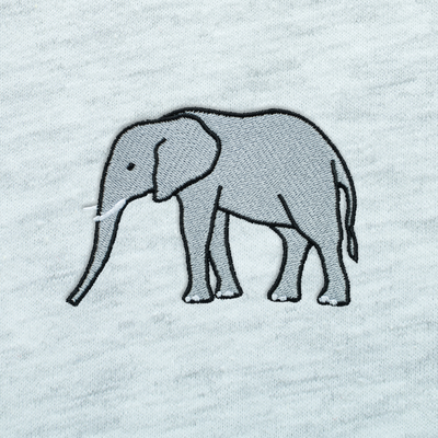 Bobby's Planet Men's Embroidered Elephant T-Shirt from African Animals Collection in Ash Color#color_ash