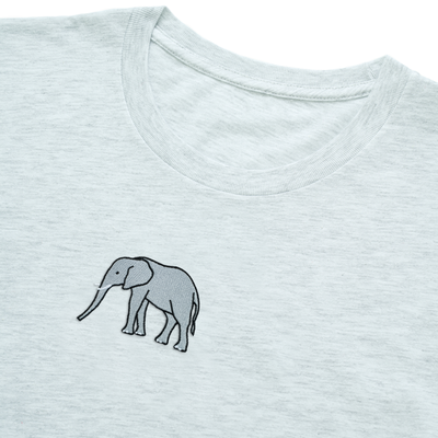 Bobby's Planet Men's Embroidered Elephant T-Shirt from African Animals Collection in Ash Color#color_ash