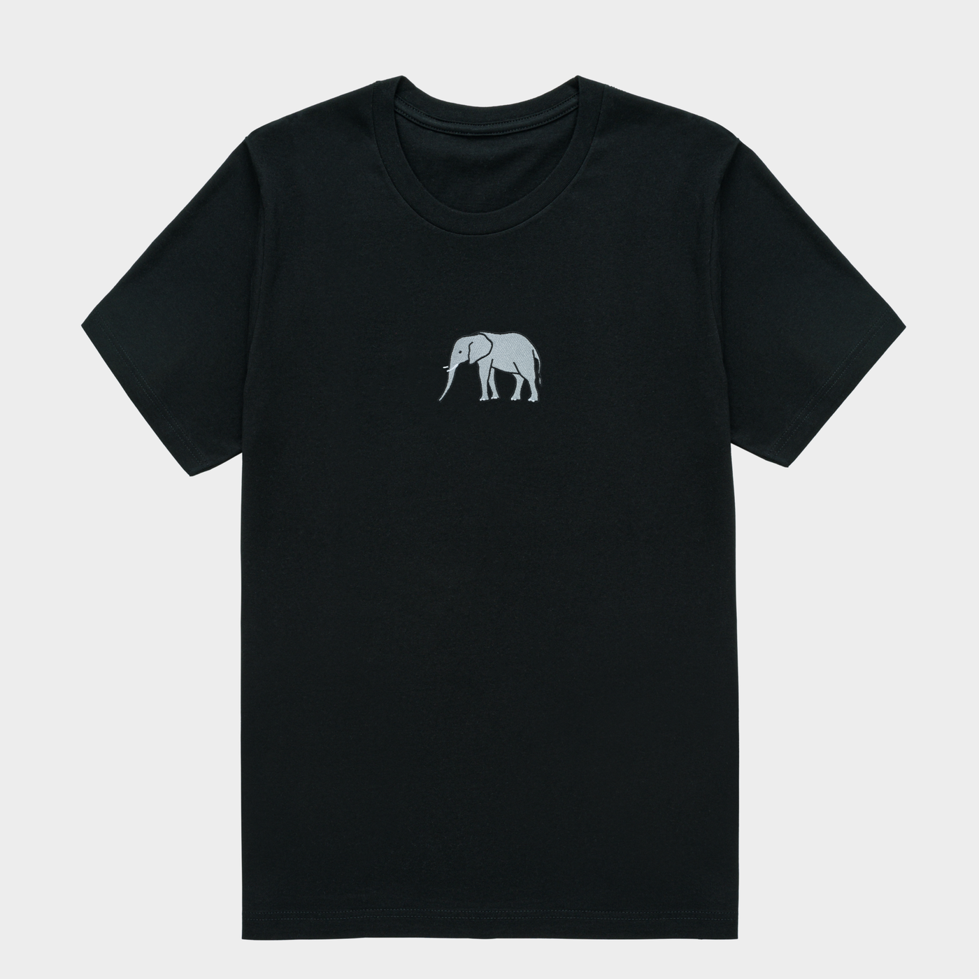Bobby's Planet Men's Embroidered Elephant T-Shirt from African Animals Collection in Black Color#color_black