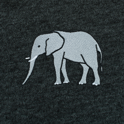 Bobby's Planet Men's Embroidered Elephant T-Shirt from African Animals Collection in Dark Grey Heather Color#color_dark-grey-heather
