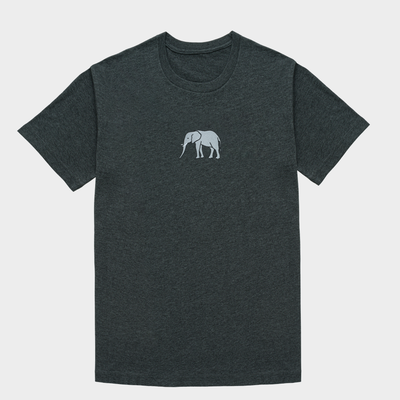 Bobby's Planet Men's Embroidered Elephant T-Shirt from African Animals Collection in Dark Grey Heather Color#color_dark-grey-heather