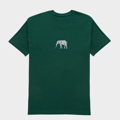 Bobby's Planet Women's Embroidered Elephant T-Shirt from African Animals Collection in Forest Color#color_forest