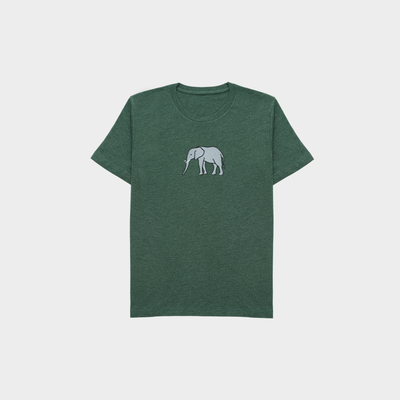 Bobby's Planet Kids Embroidered Elephant T-Shirt from African Animals Collection in Heather Forest Color#color_heather-forest