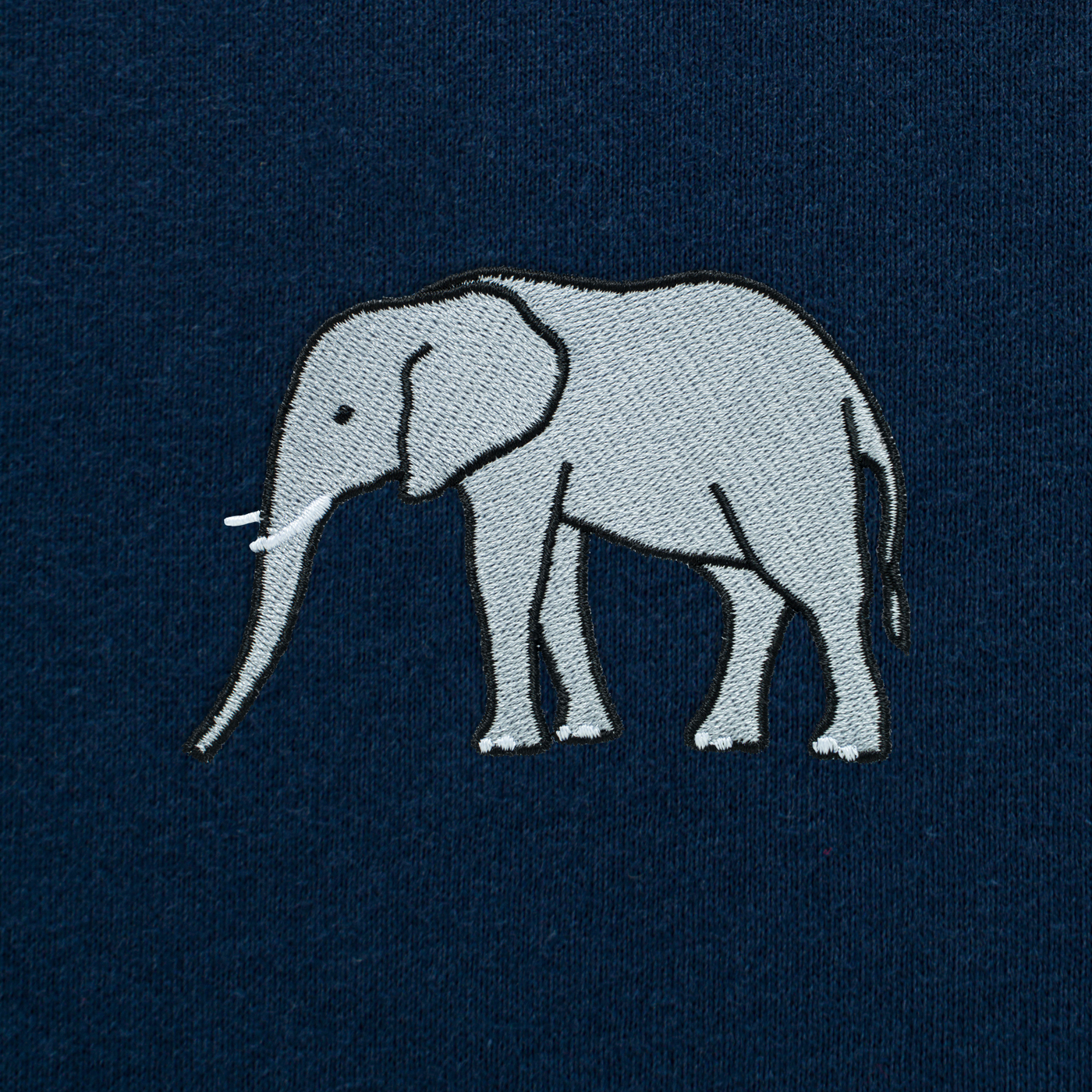 Bobby's Planet Men's Embroidered Elephant T-Shirt from African Animals Collection in Navy Color#color_navy