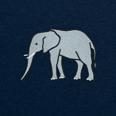 Bobby's Planet Kids Embroidered Elephant T-Shirt from African Animals Collection in Navy Color#color_navy