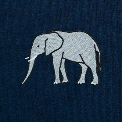 Bobby's Planet Women's Embroidered Elephant T-Shirt from African Animals Collection in Navy Color#color_navy