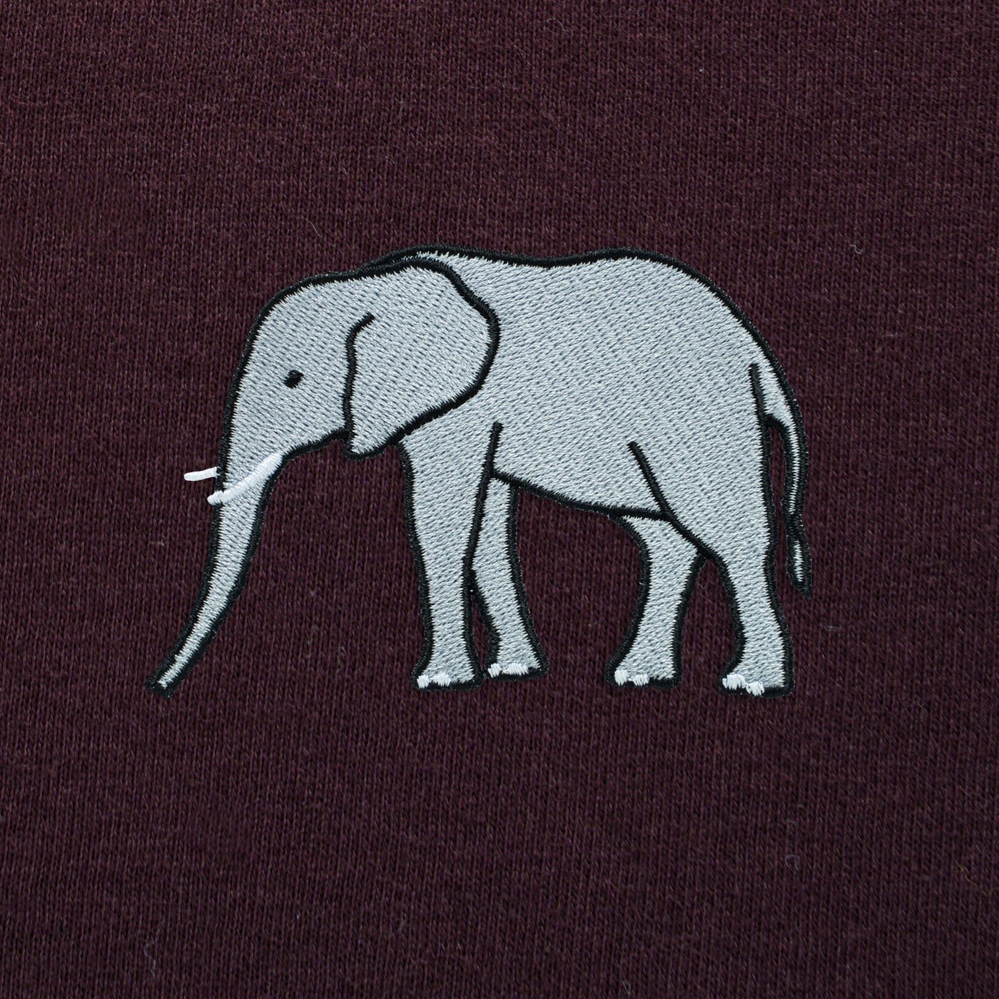 Bobby's Planet Men's Embroidered Elephant T-Shirt from African Animals Collection in Oxblood Color#color_oxblood