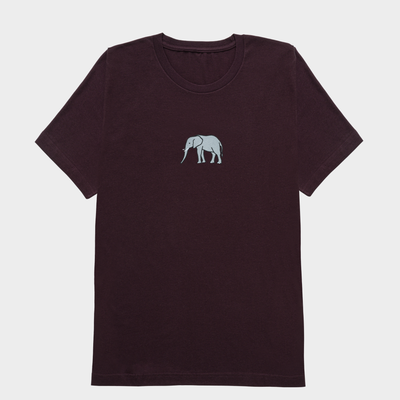 Bobby's Planet Men's Embroidered Elephant T-Shirt from African Animals Collection in Oxblood Color#color_oxblood