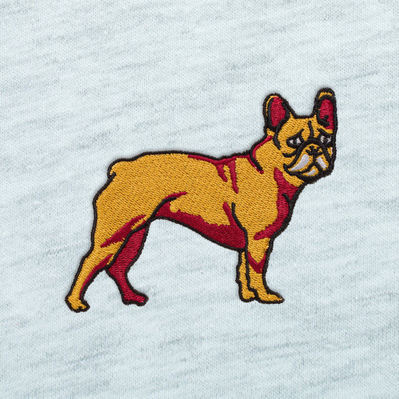Bobby's Planet Men's Embroidered French Bulldog T-Shirt from Paws Dog Cat Animals Collection in Ash Color#color_ash