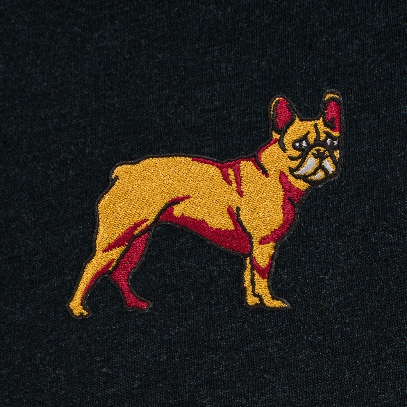 Bobby's Planet Men's Embroidered French Bulldog T-Shirt from Paws Dog Cat Animals Collection in Black Heather Color#color_black-heather