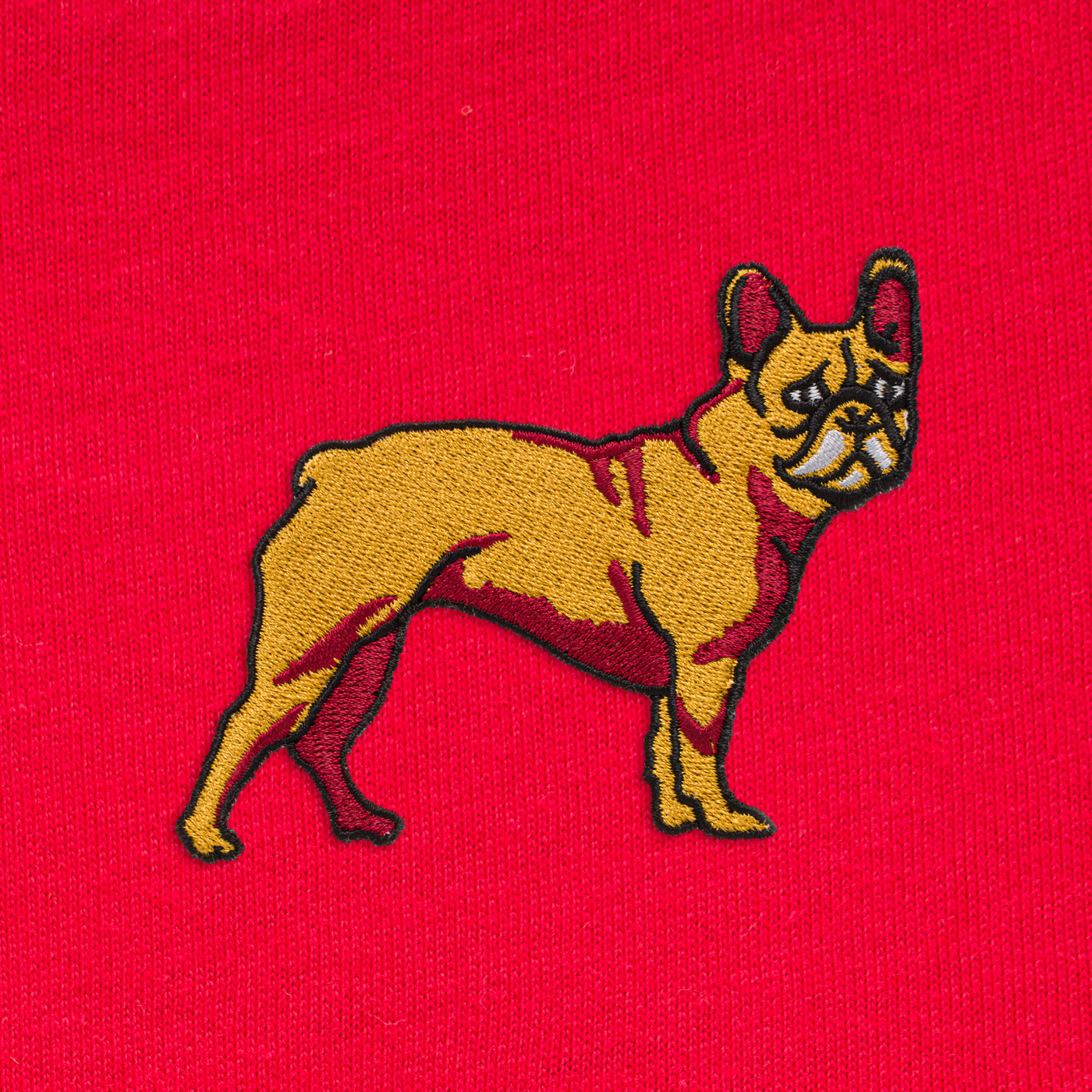 Bobby's Planet Kids Embroidered French Bulldog T-Shirt from Paws Dog Cat Animals Collection in Red Color#color_red