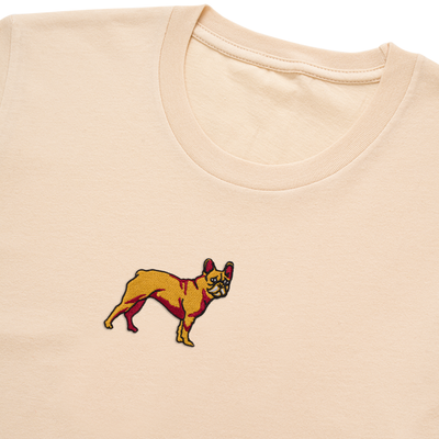 Bobby's Planet Men's Embroidered French Bulldog T-Shirt from Paws Dog Cat Animals Collection in Soft Cream Color#color_soft-cream