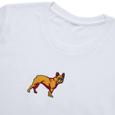 Bobby's Planet Kids Embroidered French Bulldog T-Shirt from Paws Dog Cat Animals Collection in White Color#color_white