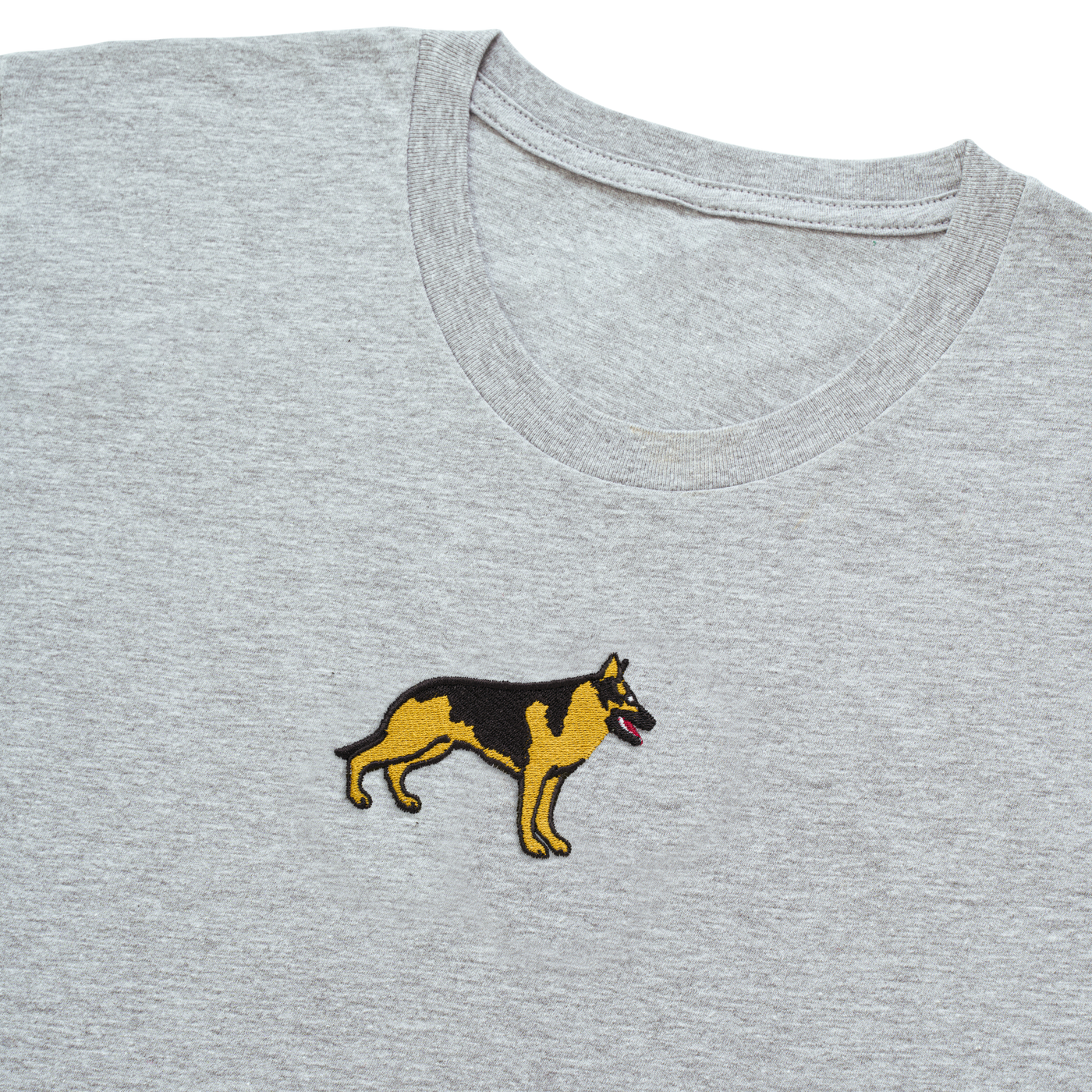 Bobby's Planet Men's Embroidered German Shepherd T-Shirt from Paws Dog Cat Animals Collection in Athletic Heather Color#color_athletic-heather