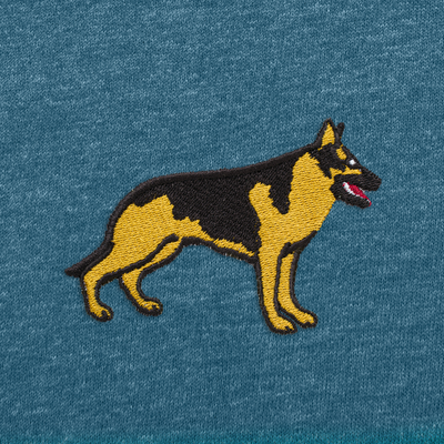 Bobby's Planet Men's Embroidered German Shepherd T-Shirt from Paws Dog Cat Animals Collection in Heather Deep Teal Color#color_heather-deep-teal