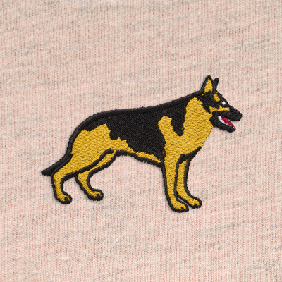 Bobby's Planet Women's Embroidered German Shepherd T-Shirt from Paws Dog Cat Animals Collection in Heather Prism Peach Color#color_heather-prism-peach
