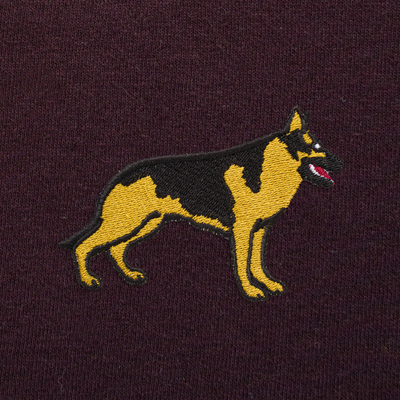 Bobby's Planet Men's Embroidered German Shepherd T-Shirt from Paws Dog Cat Animals Collection in Oxblood Color#color_oxblood