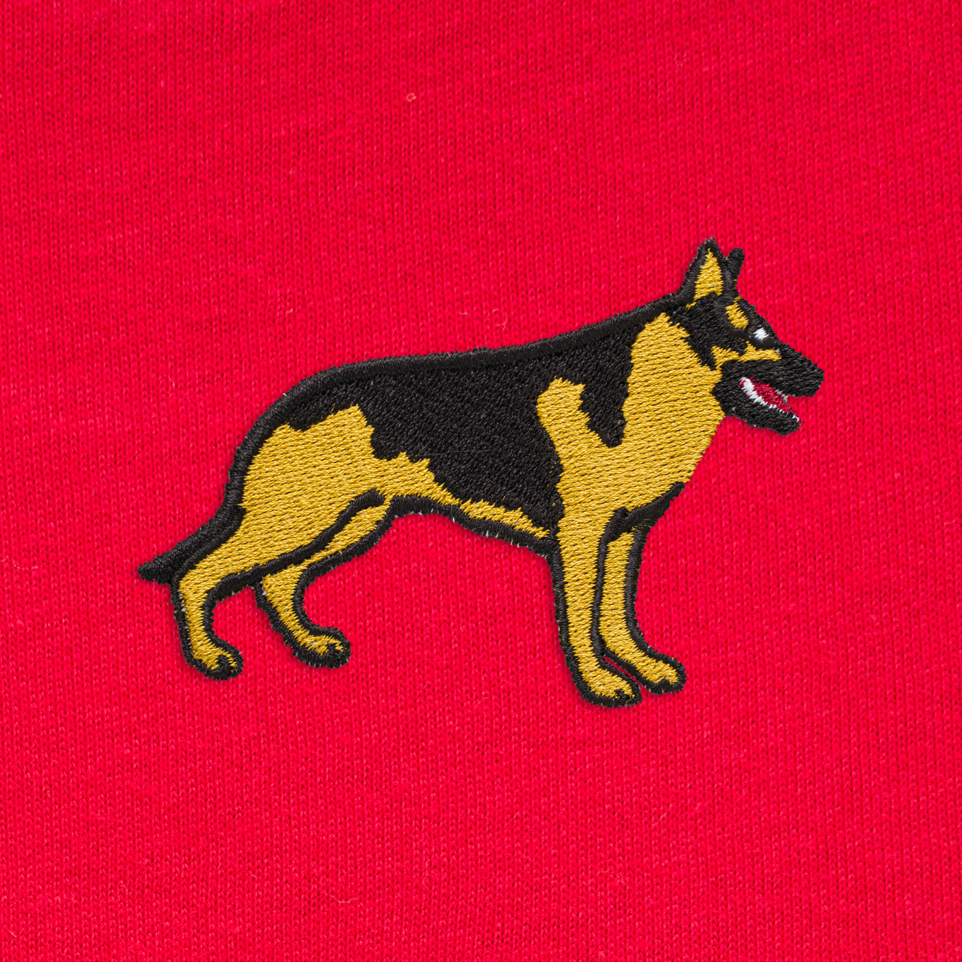 Bobby's Planet Women's Embroidered German Shepherd T-Shirt from Paws Dog Cat Animals Collection in Red Color#color_red
