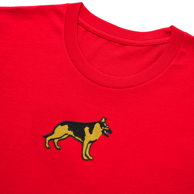 Bobby's Planet Kids Embroidered German Shepherd T-Shirt from Paws Dog Cat Animals Collection in Red Color#color_red