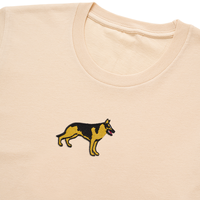 Bobby's Planet Men's Embroidered German Shepherd T-Shirt from Paws Dog Cat Animals Collection in Soft Cream Color#color_soft-cream