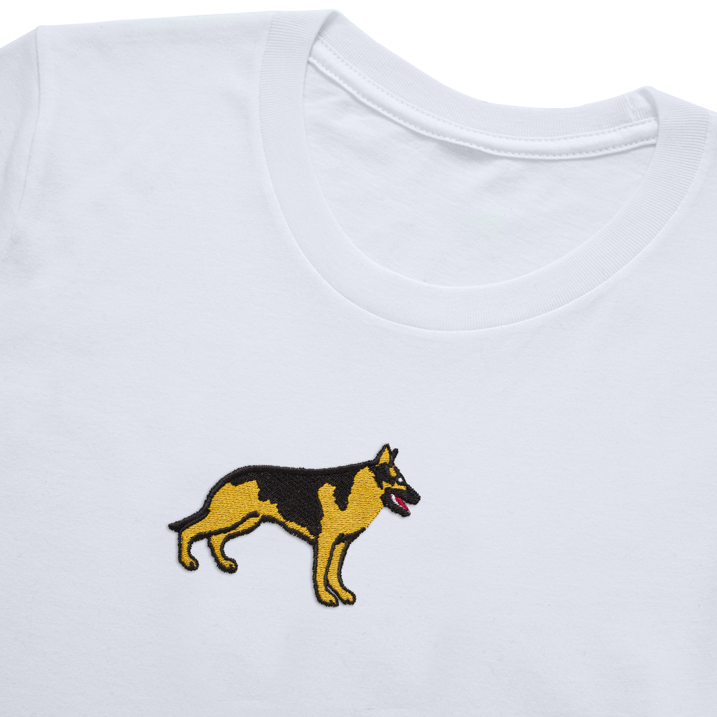Bobby's Planet Kids Embroidered German Shepherd T-Shirt from Paws Dog Cat Animals Collection in White Color#color_white