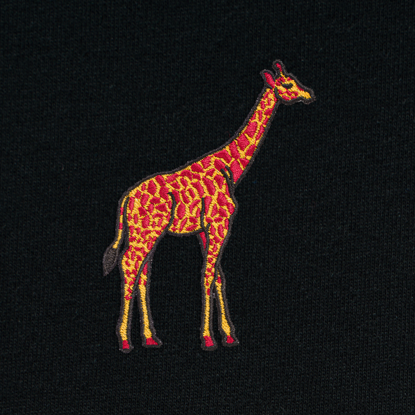 Bobby's Planet Kids Embroidered Giraffe T-Shirt from African Animals Collection in Black Color#color_black
