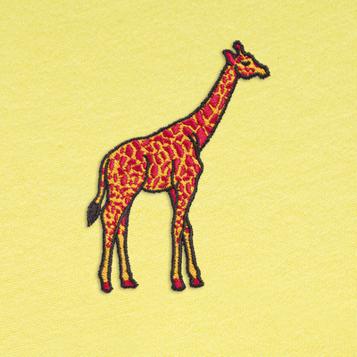 Bobby's Planet Men's Embroidered Giraffe T-Shirt from African Animals Collection in Yellow Color#color_yellow