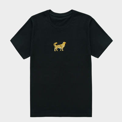Bobby's Planet Men's Embroidered Golden Retriever T-Shirt from Paws Dog Cat Animals Collection in Black Color#color_black