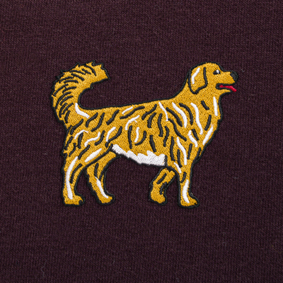 Bobby's Planet Men's Embroidered Golden Retriever T-Shirt from Paws Dog Cat Animals Collection in Oxblood Color#color_oxblood