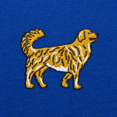 Bobby's Planet Kids Embroidered Golden Retriever T-Shirt from Paws Dog Cat Animals Collection in True Royal Color#color_true-royal