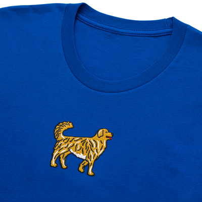 Bobby's Planet Kids Embroidered Golden Retriever T-Shirt from Paws Dog Cat Animals Collection in True Royal Color#color_true-royal