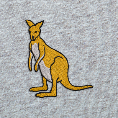 Bobby's Planet Men's Embroidered Kangaroo T-Shirt from Australia Down Under Animals Collection in Athletic Heather Color#color_athletic-heather