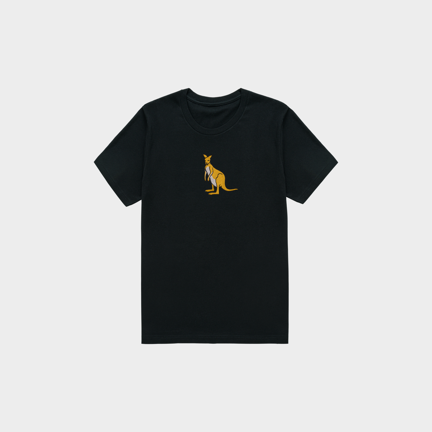 Bobby's Planet Kids Embroidered Kangaroo T-Shirt from Australia Down Under Animals Collection in Black Color#color_black
