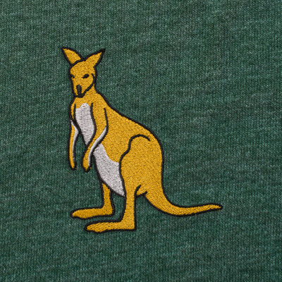 Bobby's Planet Men's Embroidered Kangaroo T-Shirt from Australia Down Under Animals Collection in Heather Forest Color#color_heather-forest