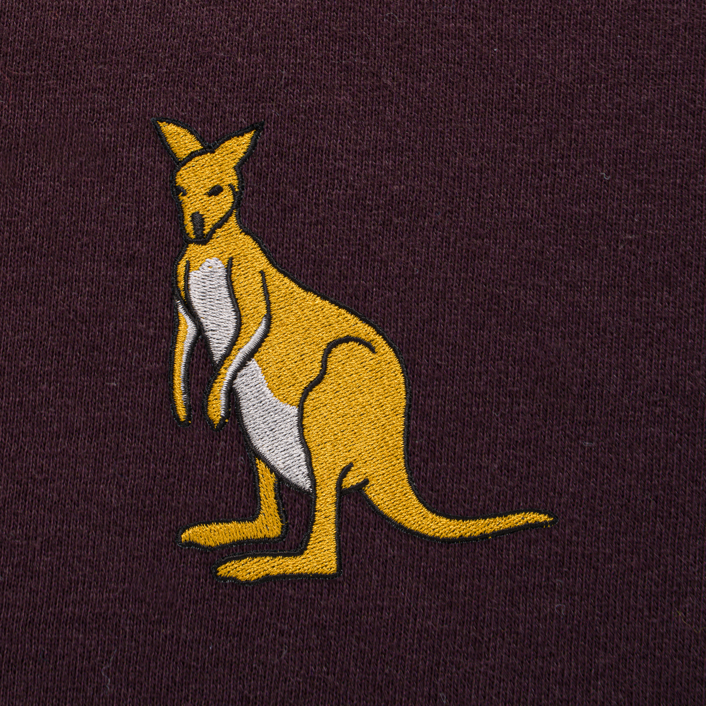 Bobby's Planet Men's Embroidered Kangaroo T-Shirt from Australia Down Under Animals Collection in Oxblood Color#color_oxblood