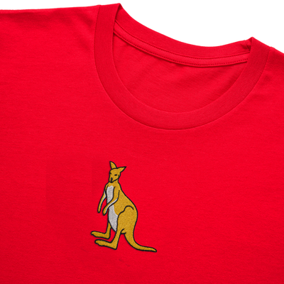 Bobby's Planet Kids Embroidered Kangaroo T-Shirt from Australia Down Under Animals Collection in Red Color#color_red