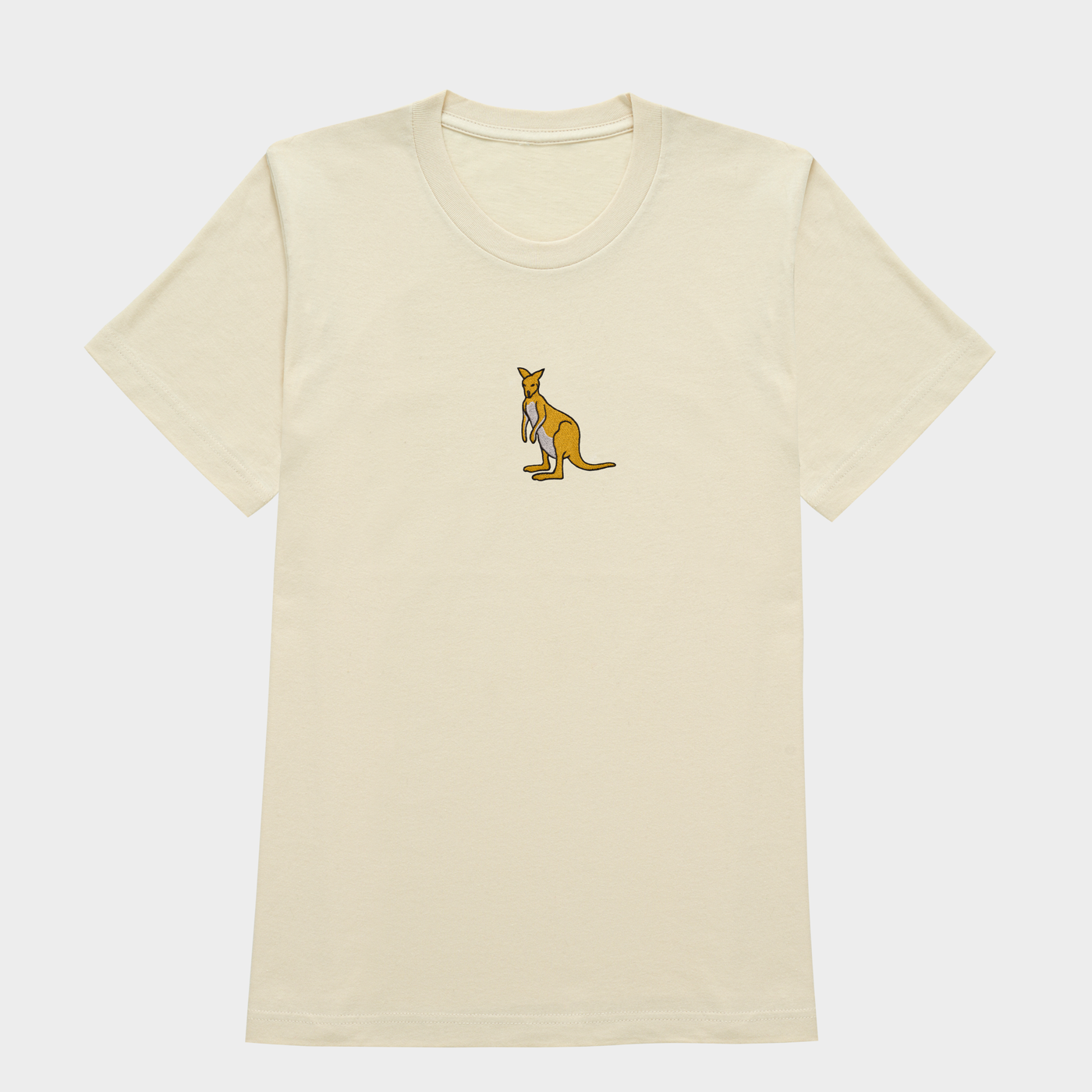 Bobby's Planet Women's Embroidered Kangaroo T-Shirt from Australia Down Under Animals Collection in Soft Cream Color#color_soft-cream